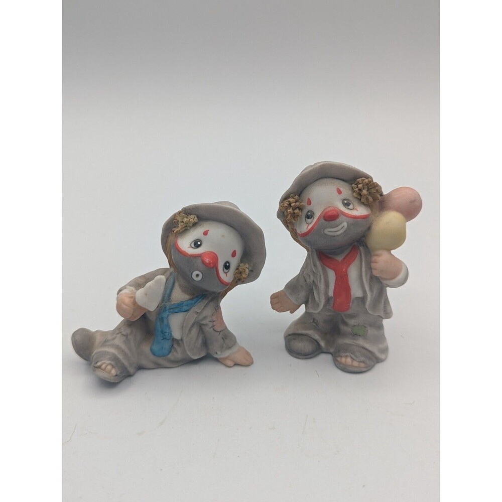 Vintage Enesco Lil Vagabond Hobo Clowns W/ Ice Cream  - Ceramic Figurine